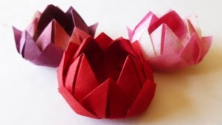 Japanese Traditional Origami WATER LILY LOTUS FLOWER [upl. by Tra]