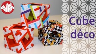 Origami  Cube décoratif  Decorative Cube Senbazuru [upl. by Yeleek628]